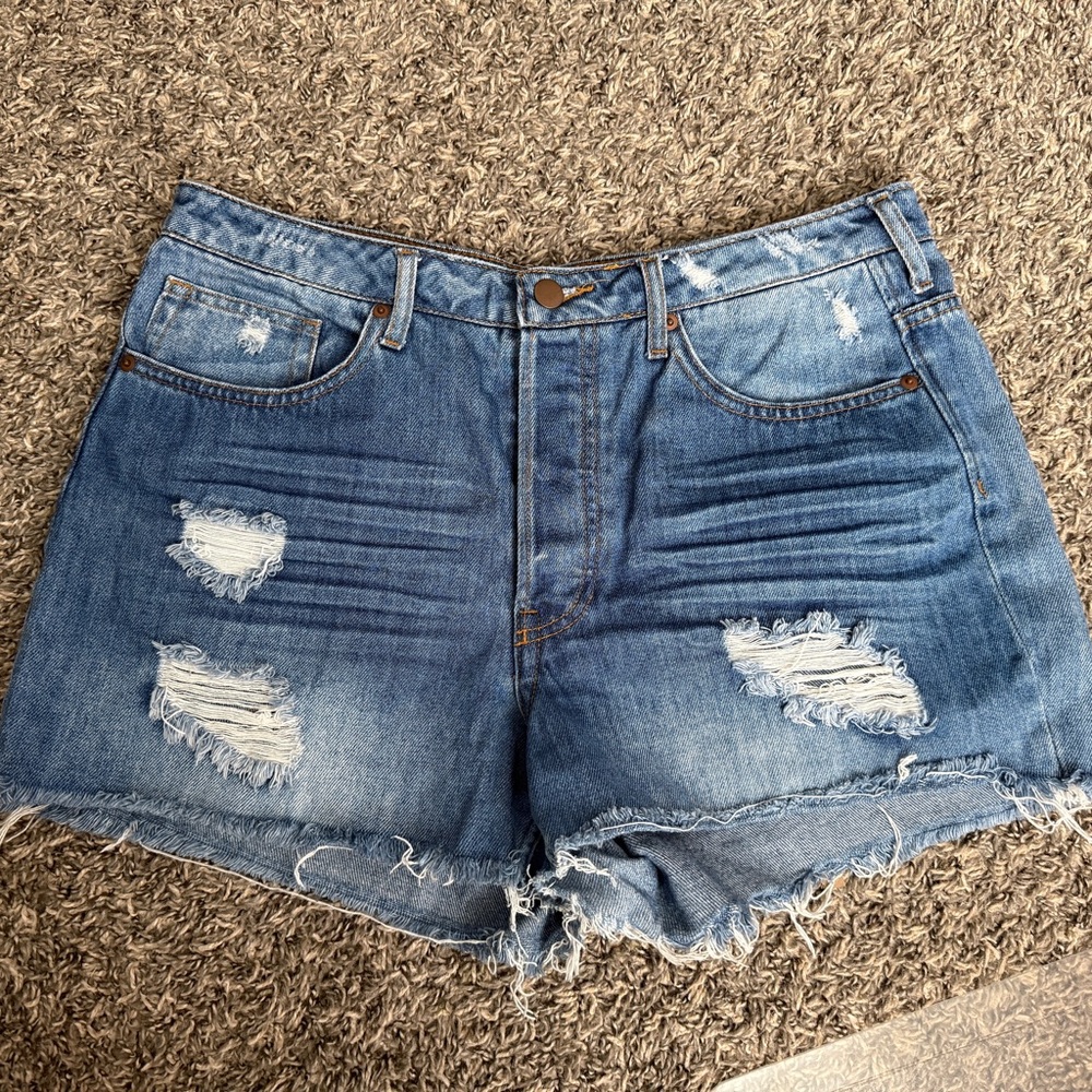 H&M Blue Distressed Jean Shorts